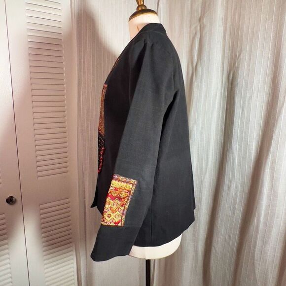 Vintage | Women’s | Jackets | L | Embroidered Beaded Black Blazer Jacket - Picture 4 of 7